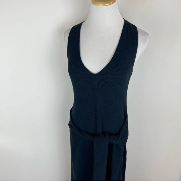 Rag & Bone Michelle Sweater Navy Blue V-Neck Midi Dress Tie Waist B22 - Picture 12 of 14
